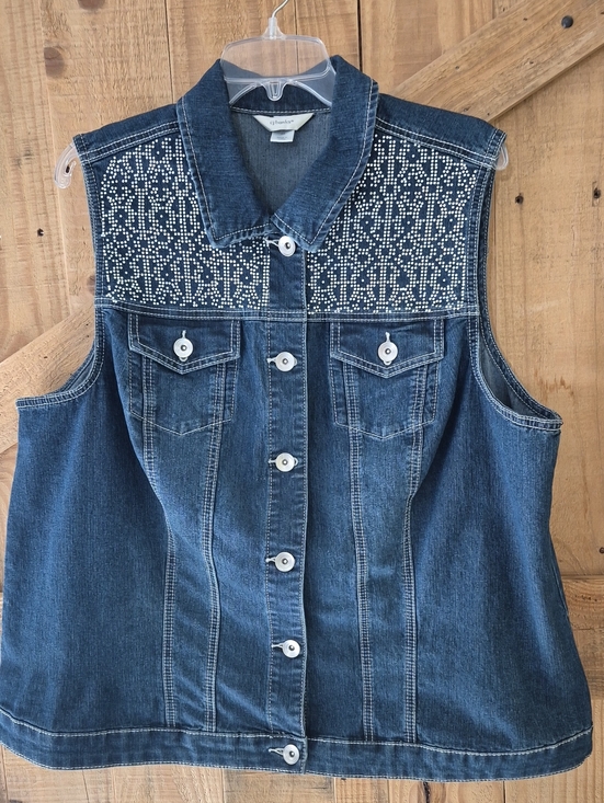 CJ Banks Jackets & Blazers - CJ Banks Dark Blue Denim Vest